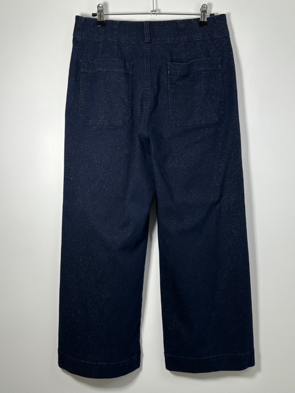 Anthropologie Maeve The Colette Sparkle Denim Wide Leg Pants Size 30/10 Cropped - Picture 4 of 11